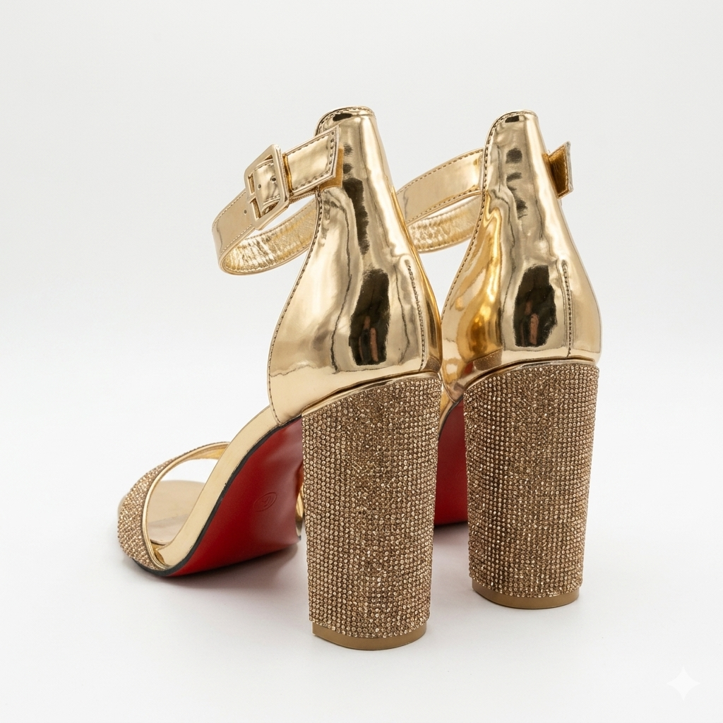Missi Missi 1 Band Diamante Evening Heel Gold
