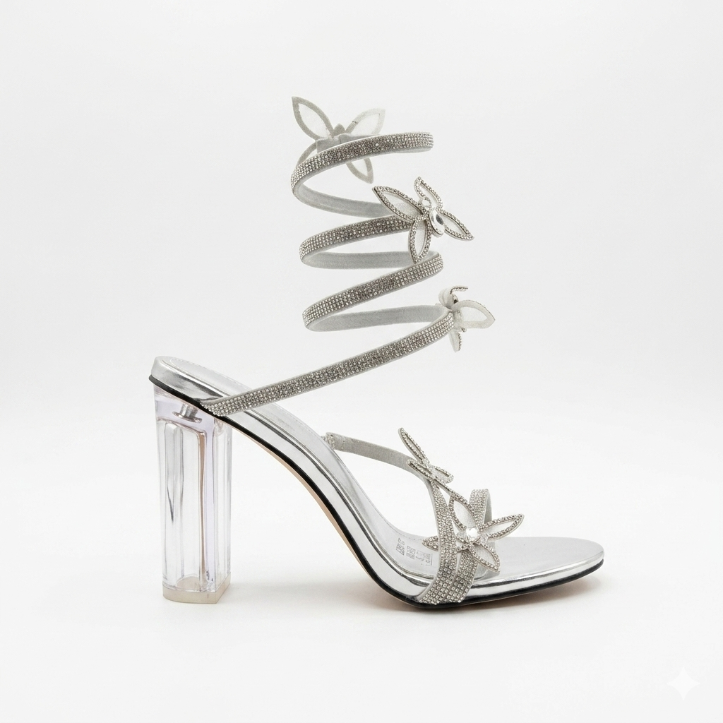 Missi Missi Spiral Butterfly Heel Silver