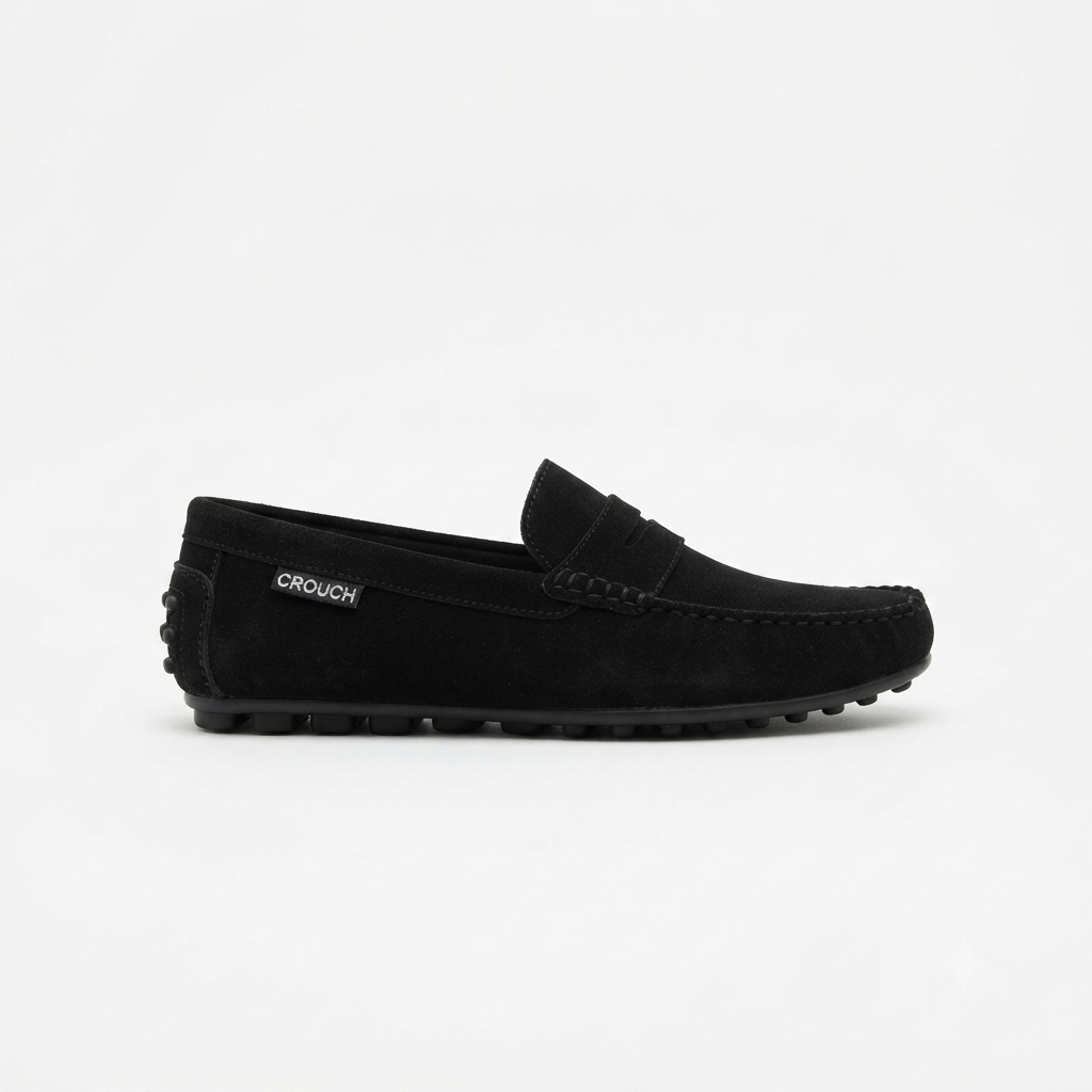 Crouch Mens Suede Driver Black