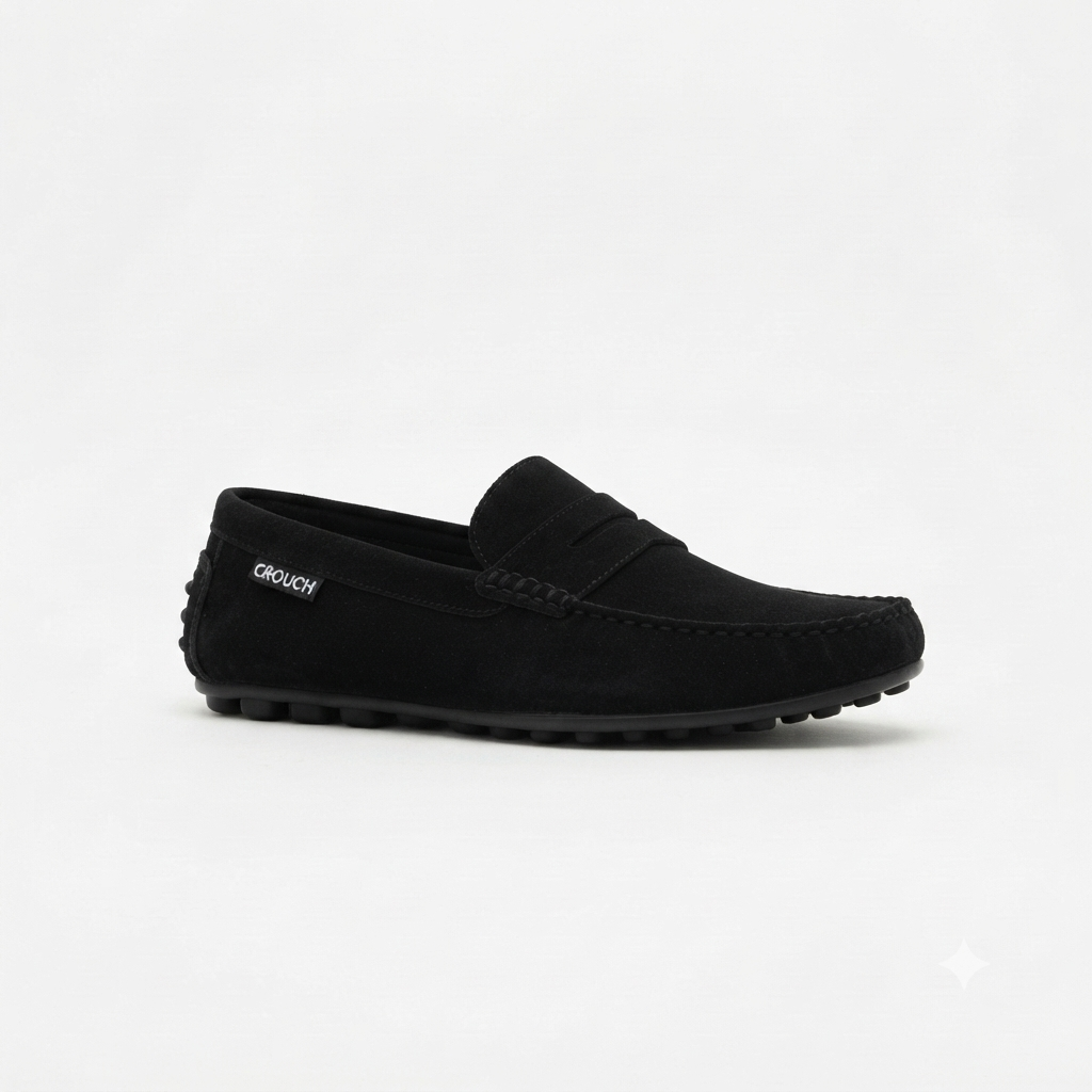 Crouch Mens Suede Driver Black
