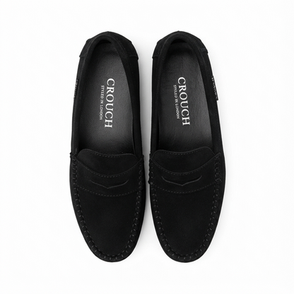Crouch Mens Suede Driver Black