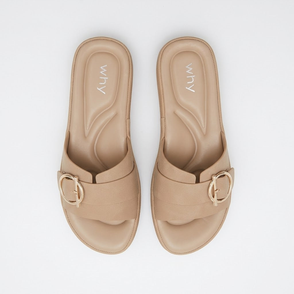 Why Comfort Ring Buckle Slide Beige.