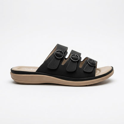 Why Comfort Triple Buckle Sandal Black
