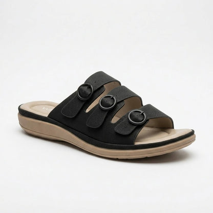Why Comfort Triple Buckle Sandal Black
