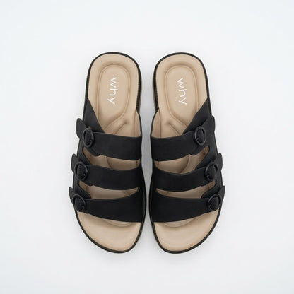 Why Comfort Triple Buckle Sandal Black