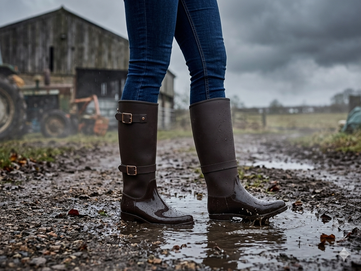 Miss Black Cloudy Gum Boot Brown