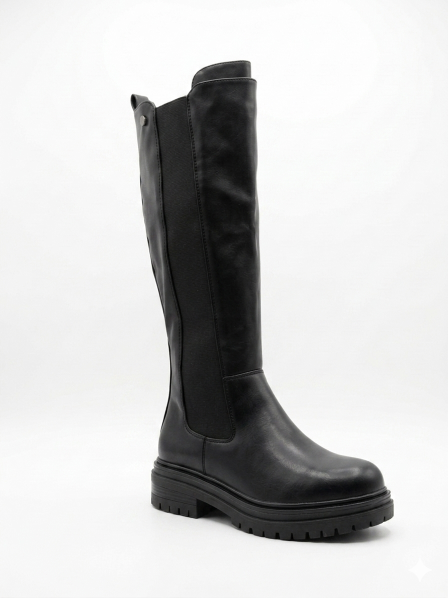 Why Wide Calf High Boot Black