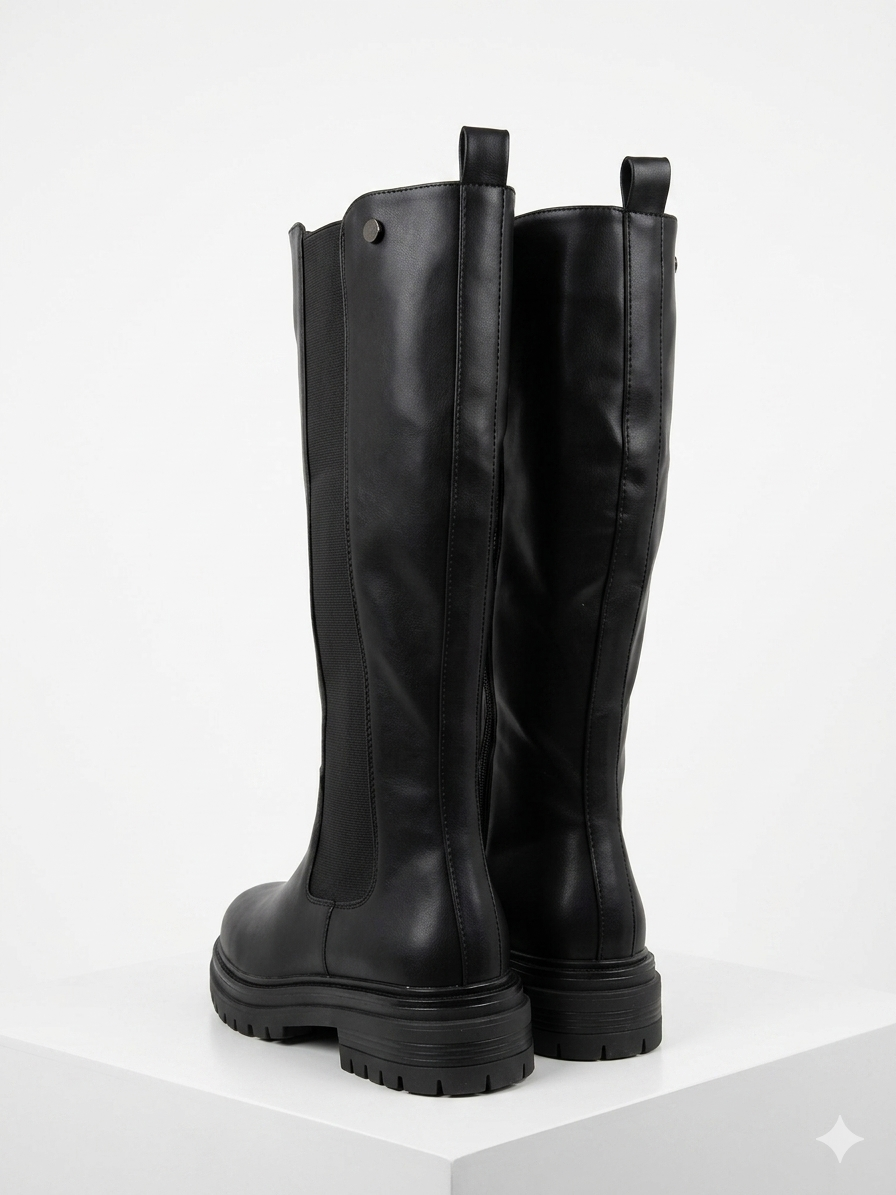 Why Wide Calf High Boot Black