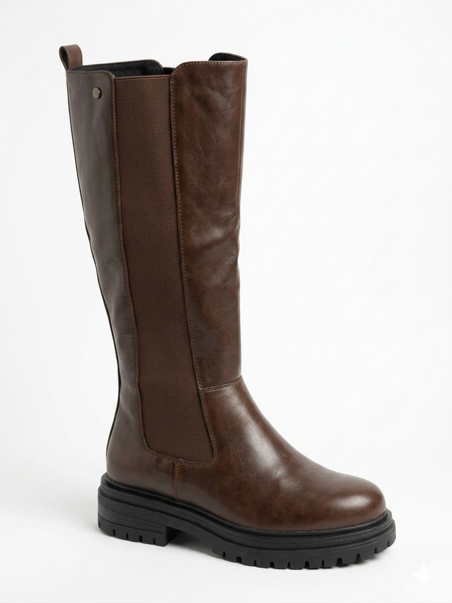 Why Wide Calf High Boot Brown