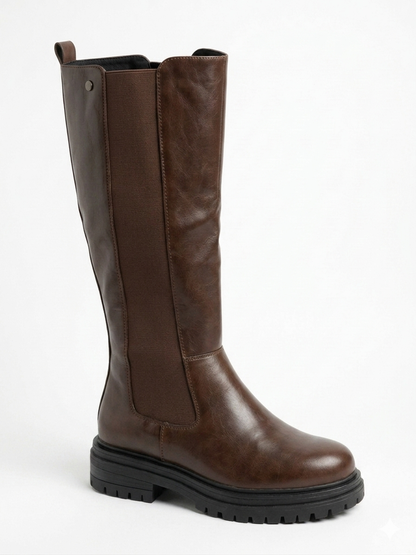 Why Wide Calf High Boot Brown
