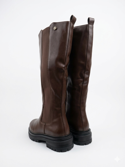 Why Wide Calf High Boot Brown