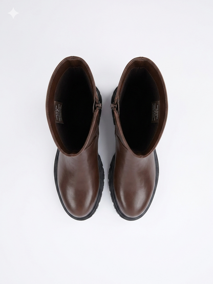 Why Wide Calf High Boot Brown
