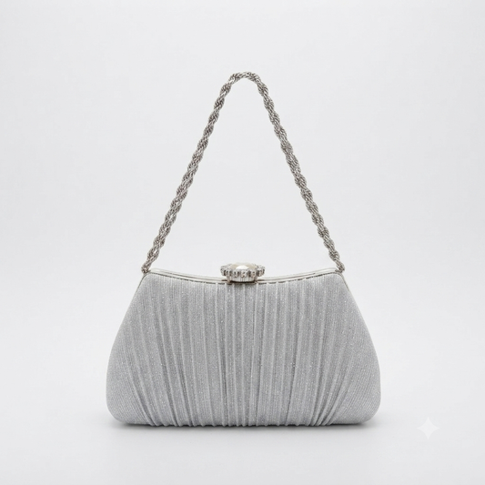 Evening Bag Clutch Shell Silver