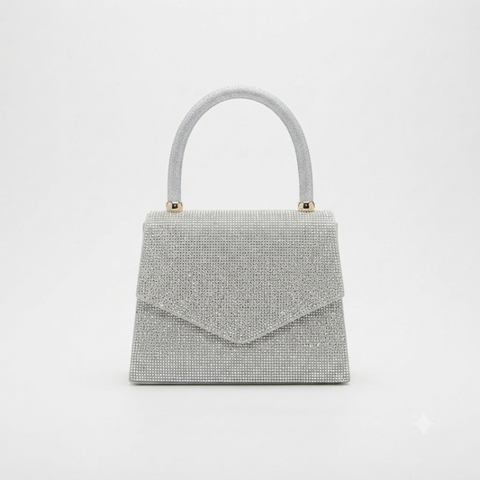 Evening Bag Diamante Clutch Silver