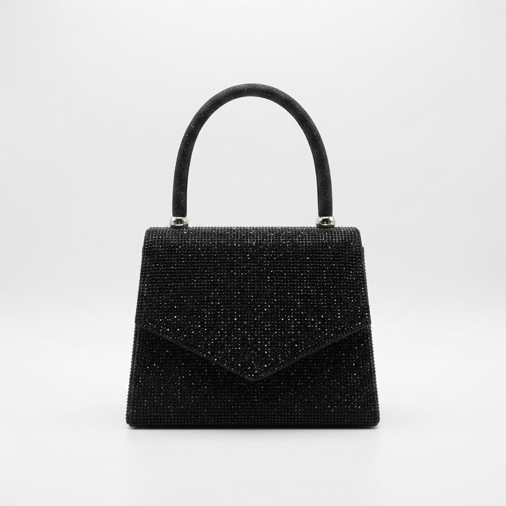 Evening Bag Diamante Clutch Black