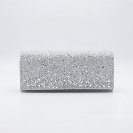 Evening Bag Hand Clutch Diamante Silver