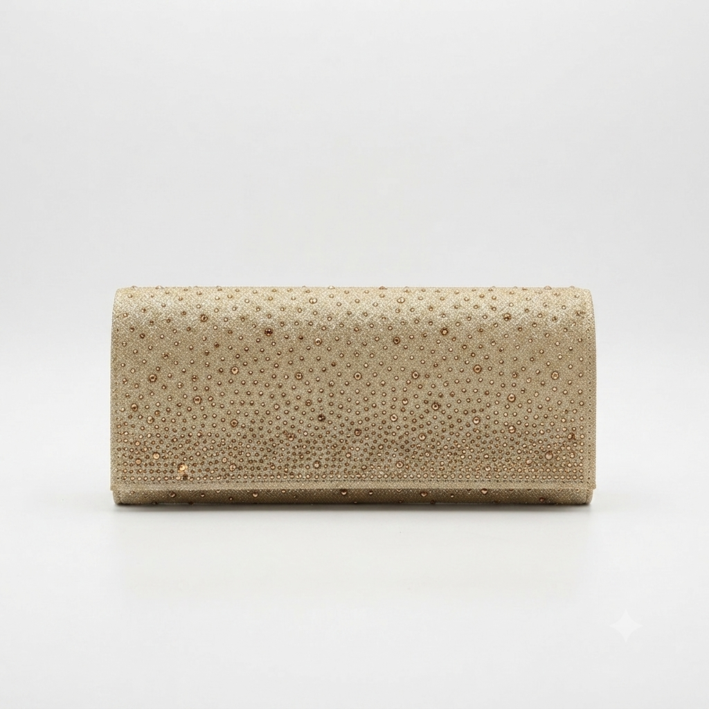 Evening Bag Hand Clutch Diamante Gold