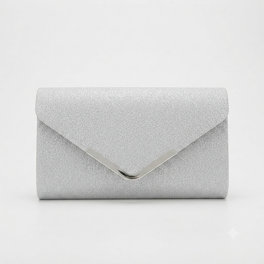 Evening Bag Hand Clutch V Silver