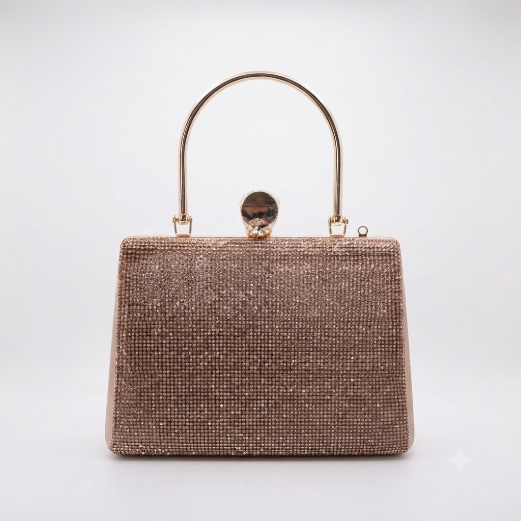 Evening Bag Clutch Diamante Handle Champagne