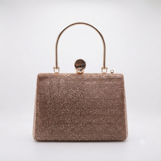 Evening Bag Clutch Diamante Handle Champagne