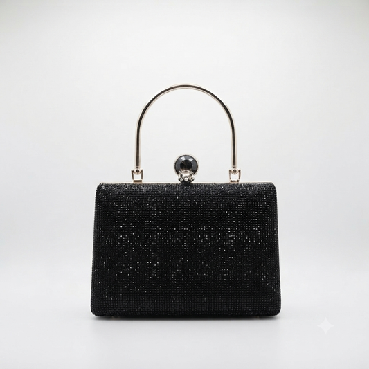 Evening Bag Clutch Diamante Handle Black
