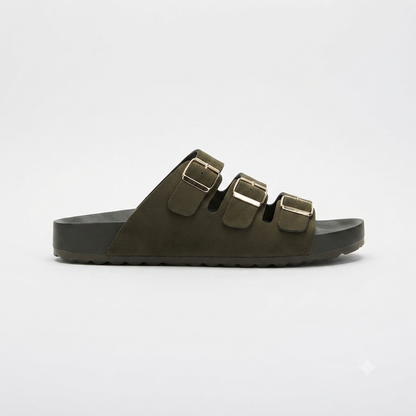 Why Oliver Triple Buckle Sandal Olive