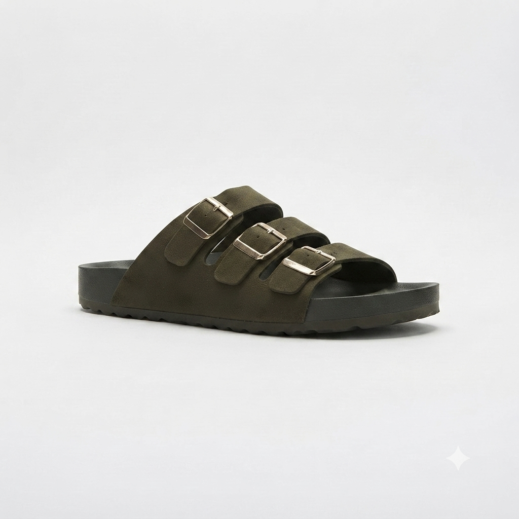 Why Oliver Triple Buckle Sandal Olive