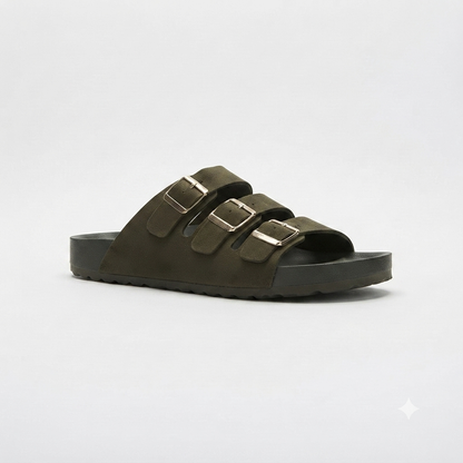 Why Oliver Triple Buckle Sandal Olive