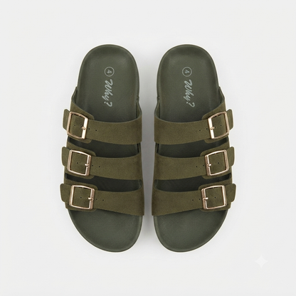 Why Oliver Triple Buckle Sandal Olive