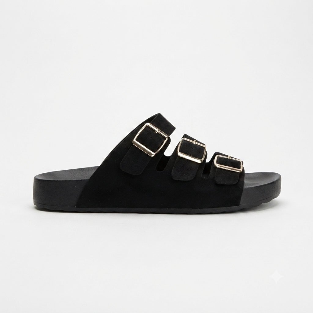 Why Oliver Triple Buckle Sandal Black