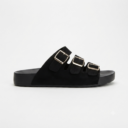 Why Oliver Triple Buckle Sandal Black