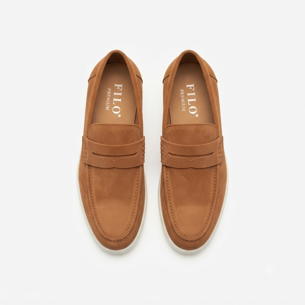 Filo Mens Suede Penny Loafer Tan