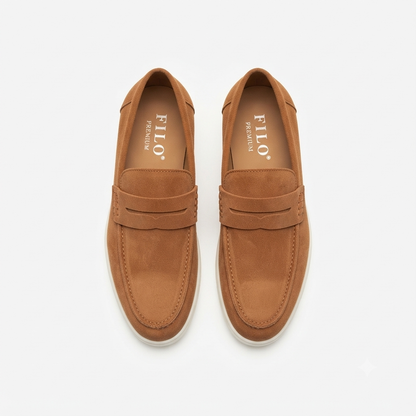 Filo Mens Suede Penny Loafer Tan