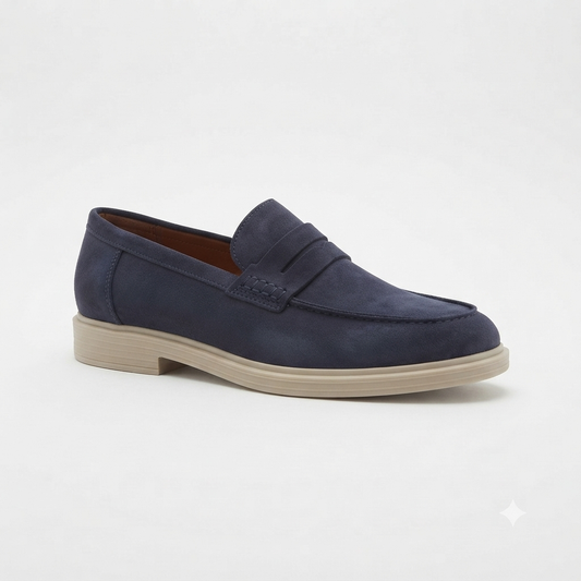 Filo Mens Suede Penny Loafer Navy