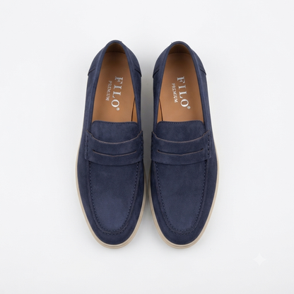 Filo Mens Suede Penny Loafer Navy