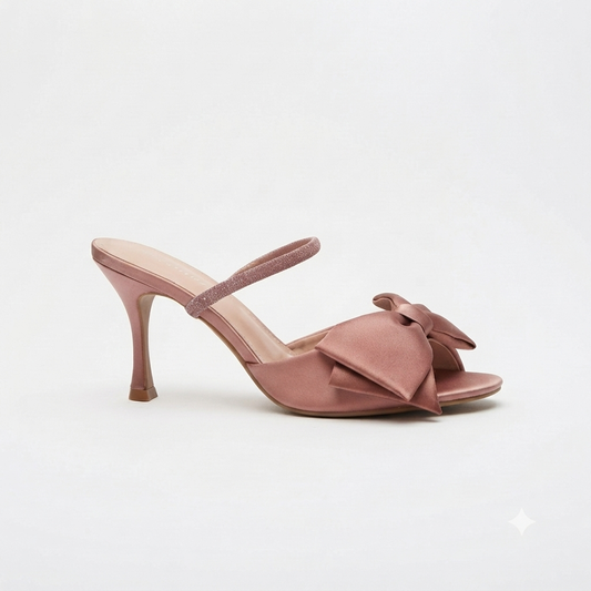 Why Satin Bow Heel Pink