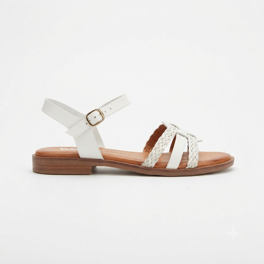 Why Braided Flat Sandal White