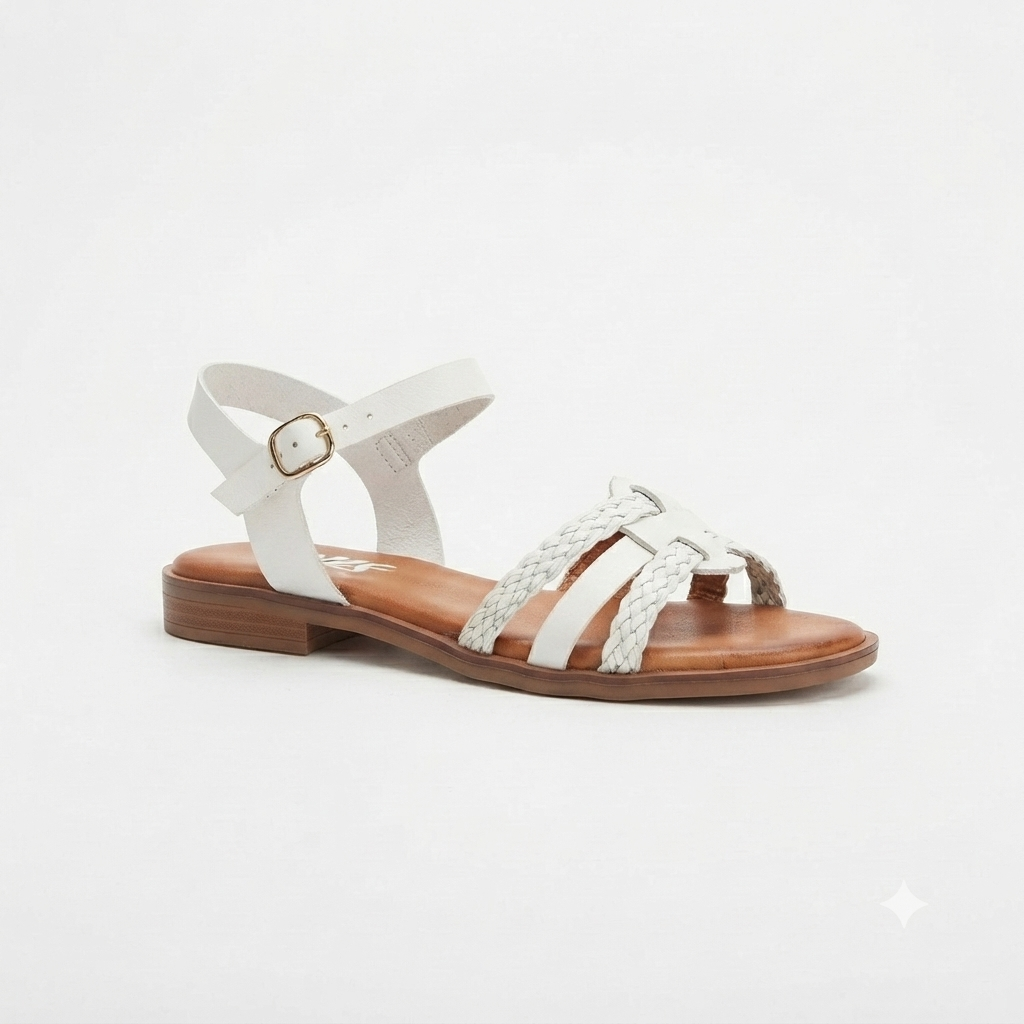 Why Braided Flat Sandal White
