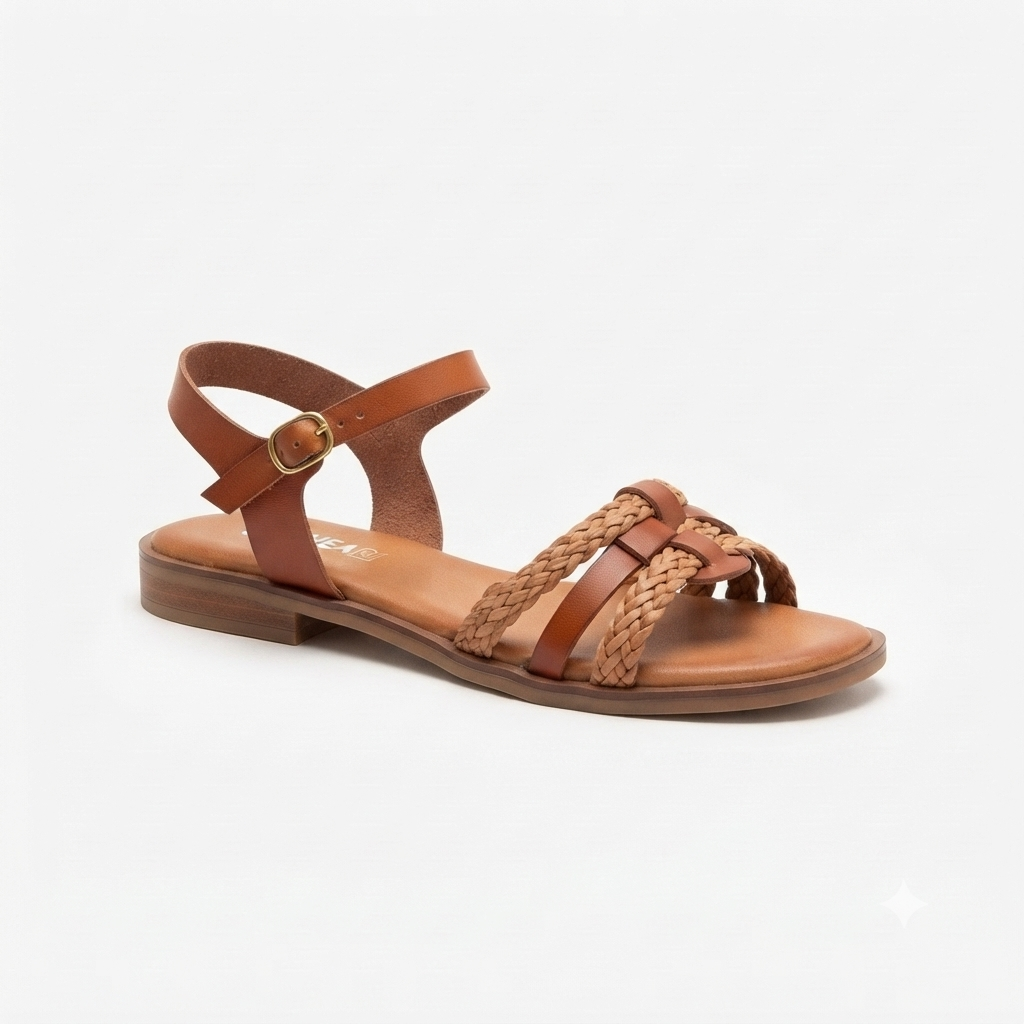 Why Braided Flat Sandal Brown