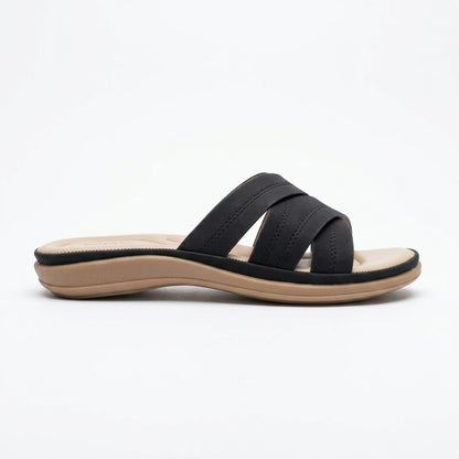 Why Comfort Cross Strap Slide Black