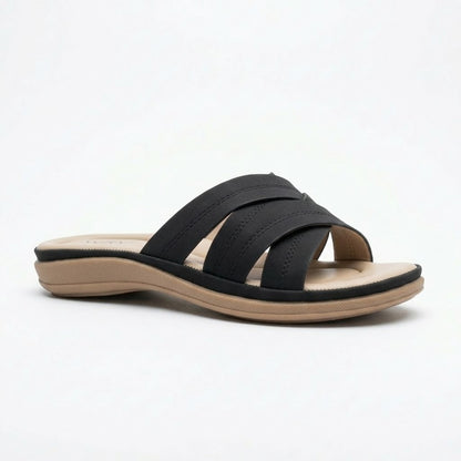 Why Comfort Cross Strap Slide Black