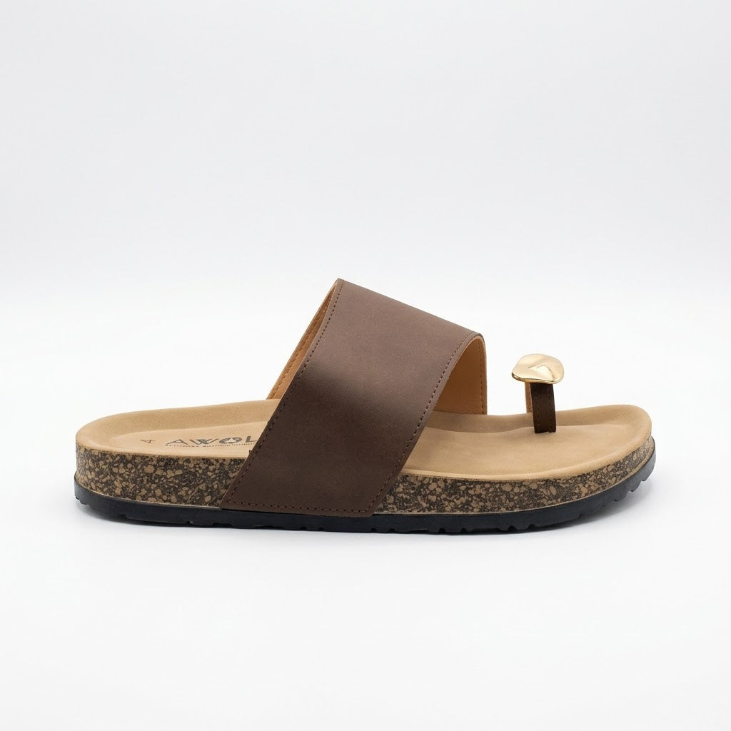 Awol Gold Toe Birken Sandal Brown