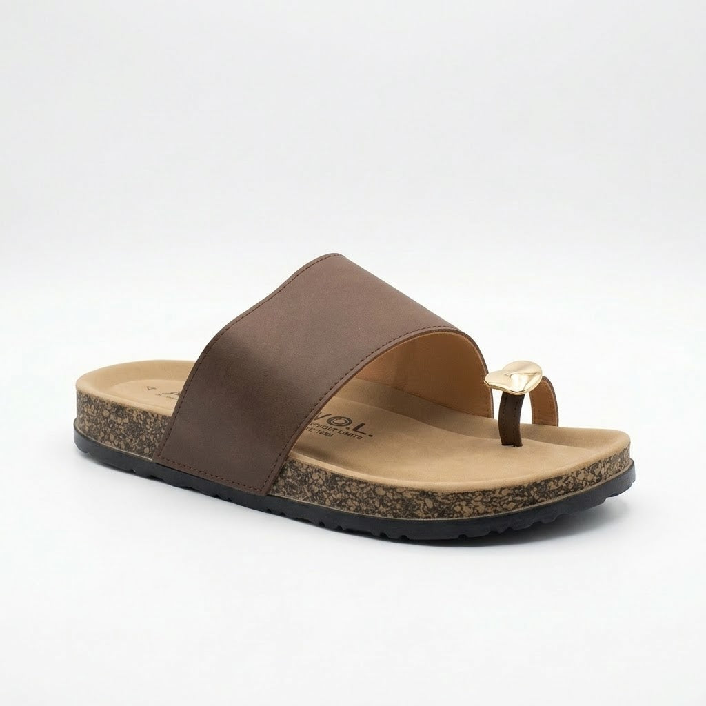 Awol Gold Toe Birken Sandal Brown