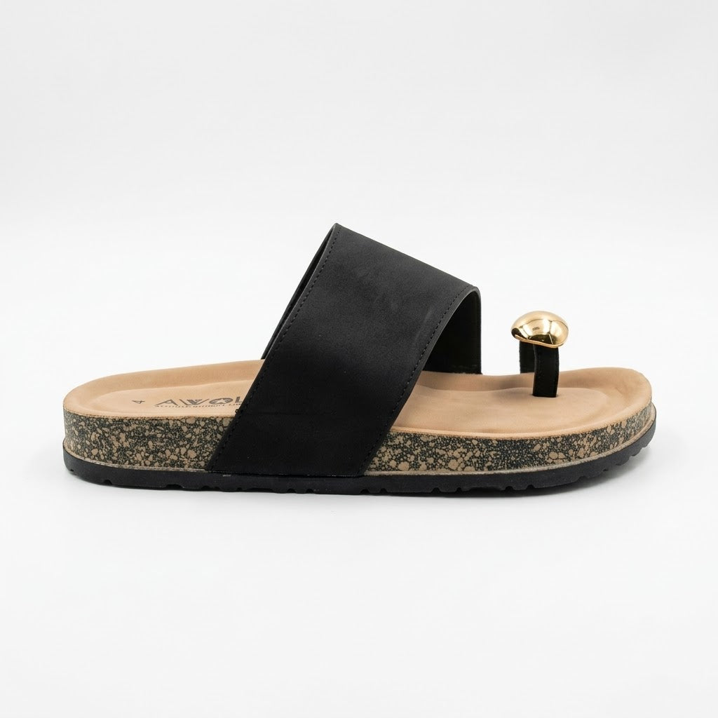 Awol Gold Toe Birken Sandal Black