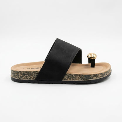 Awol Gold Toe Birken Sandal Black