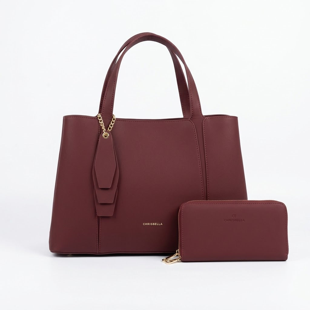 Chrisbella Burgundy Hand Bag