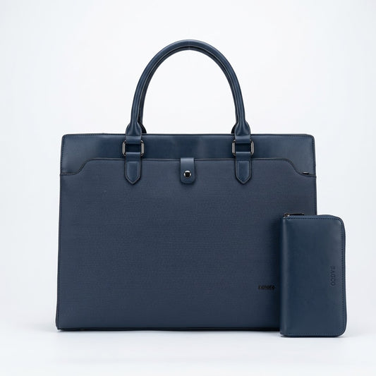 Bagco Buttoned Navy Hand Bag
