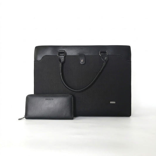 Bagco Buttoned Black Hand Bag