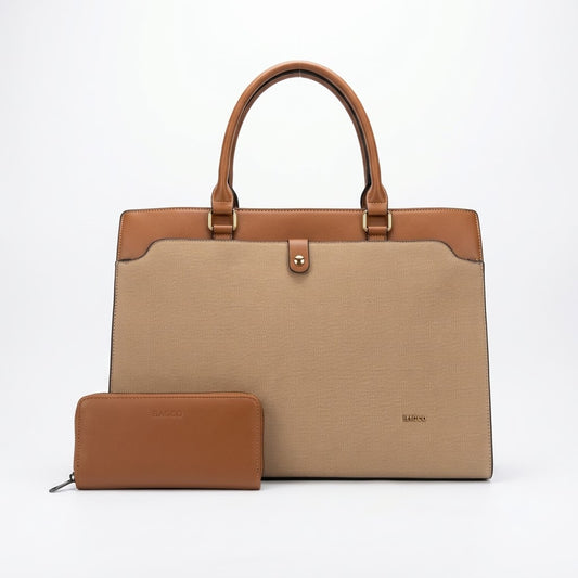 Bagco Buttoned Camel Hand Bag