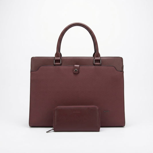 Bago Buttoned Burgundy Hand Bag